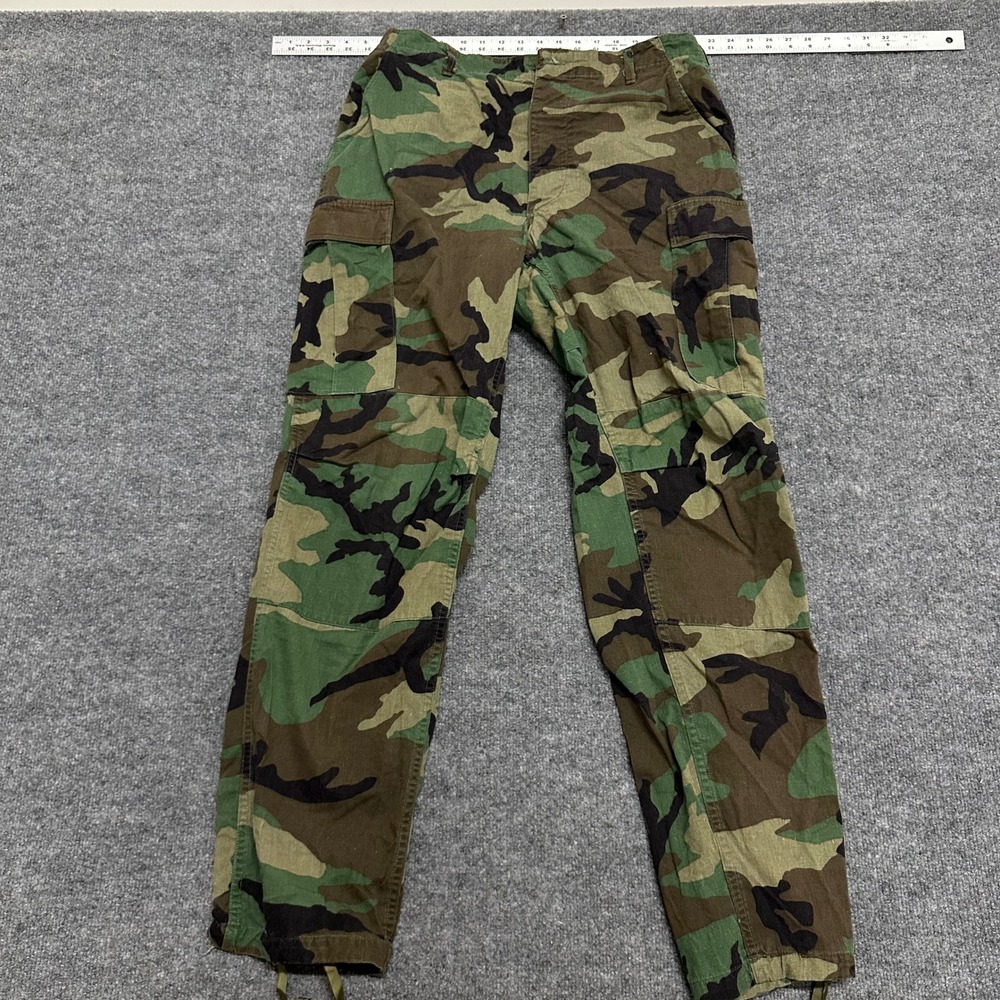 Military Cargo Pants Mens Size Medium Long Woodland Camo BDU Utility Ripstop USA